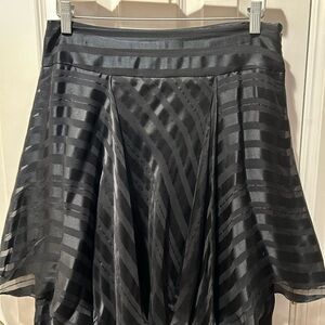 Chic Black Striped A-Line Skirt